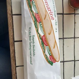 Sub to take home. Cute wrapping