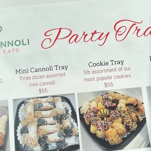 Party Tray menu