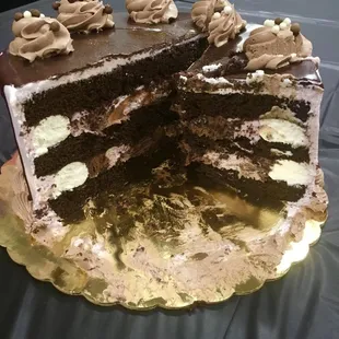 Inside cream flavors were variegated on each layer.