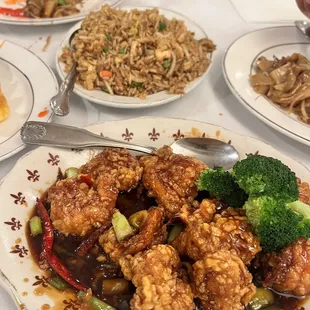 Chicken Fried Rice and Jumbo Shrimp Hunan Style