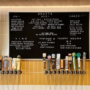 Bar menu with a few of the taps