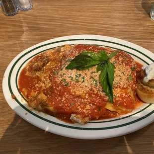 Meat lasagna. Huge portion! bright fresh flavors sauce is very light.