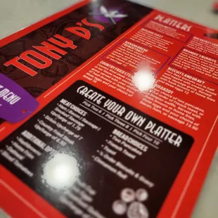 the menu for the restaurant
