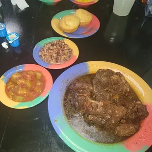 Oxtails, black-eyed peas, okra &amp; tomatoes,  cornbread!