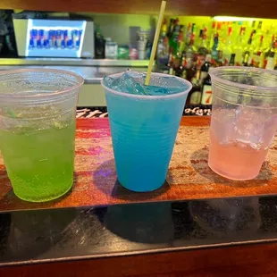 hree drinks on a bar