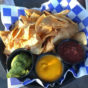 Can&apos;t just order chips and salsa here, you have to order this for $8. Store bought guac, ugh...