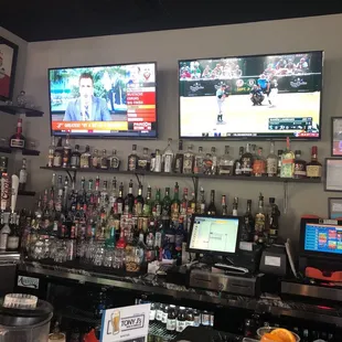 a bar with a lot of liquor