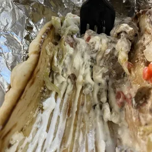 Gyros sauced meat.