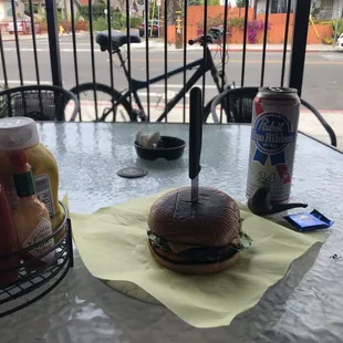 Great burger. Smoking patio. Bike friendly. Great bartender.