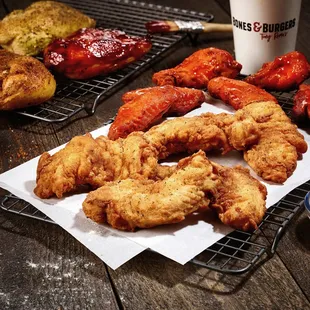 Hand breaded chicken tenders
1/4 Roasted Chicken