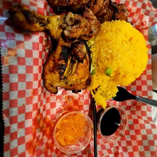 My friend and I ordered two different meals - Pork Skewer and Chicken Inasal so you see the two different proteins