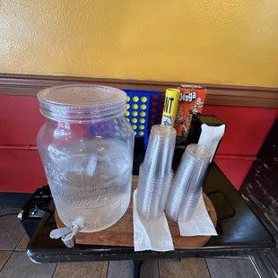 Self serve Water Station with kid friendly games!