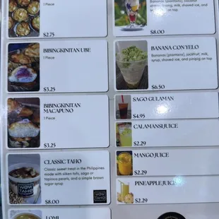 sushi and sashimi, menu