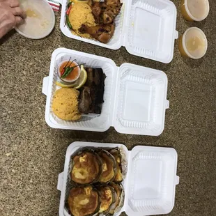 BBQ pork, chicken, fish and bibingkinita.