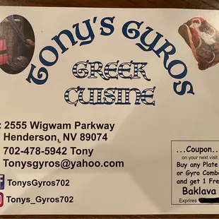 Contact info, just opened