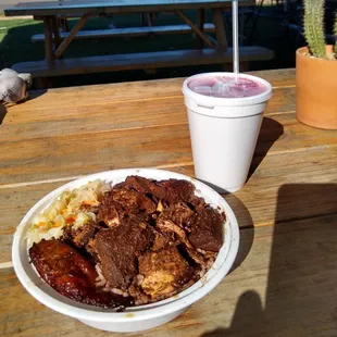 Jerk pork meal and Sorrel