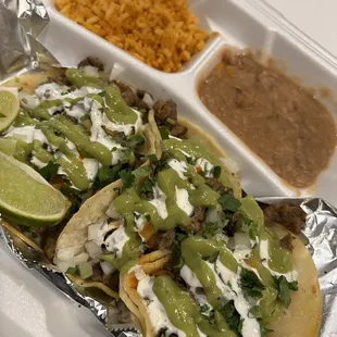 3 Street asada Tacos Combo