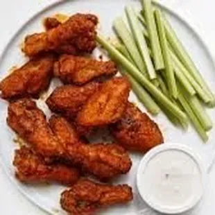 Wings by the pound. Your choice of BBQ, buffalo, garlic-Parmesan or teriyaki. Served with celery &amp; blue cheese or ranch sauce