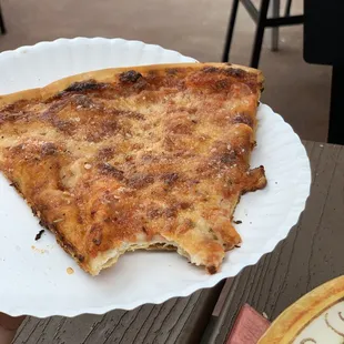 Dry pizza bread. Their version of cheese pizza