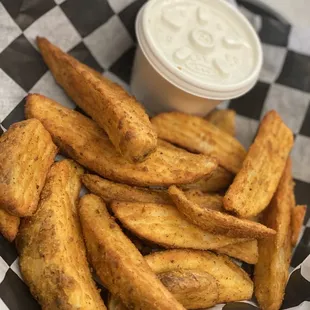 Potato wedges plus ranch my fav!
