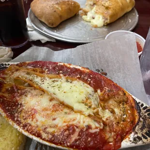 Calzone and lasagna. Delish!