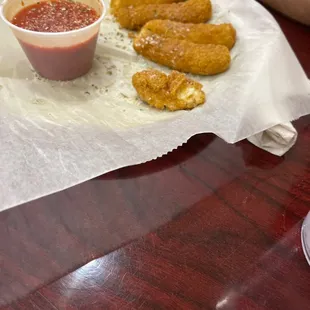 Mozzarella sticks. Not really my fav.