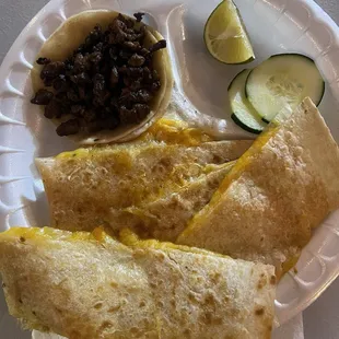 Cheese Quesadilla w/ Asada Taco
