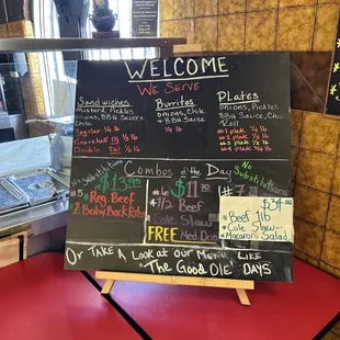 Menu de especiales