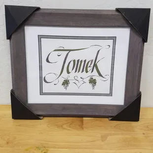 Commissioned calligraphy for wedding gift