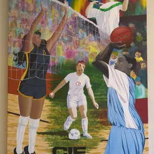 5' x 7' high school sports mural on canvas