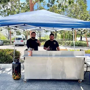 The owner Tony with Martin, setting up