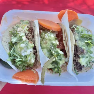 One of each! Pollo asada, adobada, carne asada!