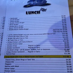 menu