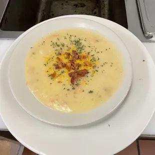 Loaded baked potato soup (made during the colder season) $5.50