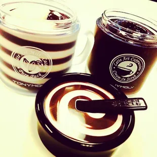 Tonymoly Latte Art Milk-Tea Morning Pack and Latte Art Cappuccino Cream-In Scrub