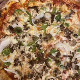 Philly cheesesteak pizza