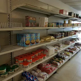 shelves of food and drinks