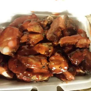 Pan of Rib Tips, only $2 more than the regular order. Meaty and really good!!