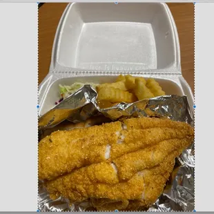 The most delicious catfish Ever! Along with crispy fries and tasty coleslaw!