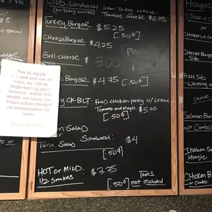 Menu as of July 2021