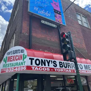 the front of the restaurant