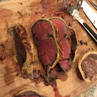 a steak on a cutting board