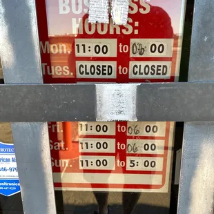 a business hours sign