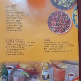 a menu for a mexican restaurant