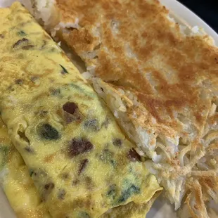 Spinach Bacon Swiss cheese Omelette