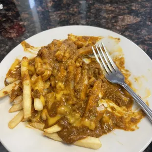 Chili-cheese Fries were hot and tasty.