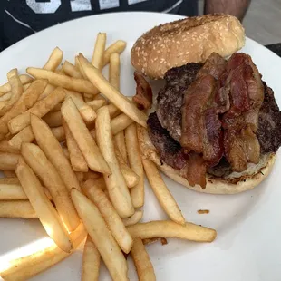 Double burger with bacon