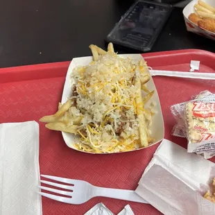 Chilli Cheese fries with onions