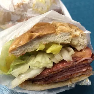 Warm sub sandwich. Not too big &amp; not too small. Delicious.