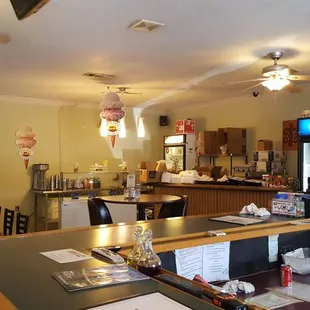 Counter and ice cream parlor